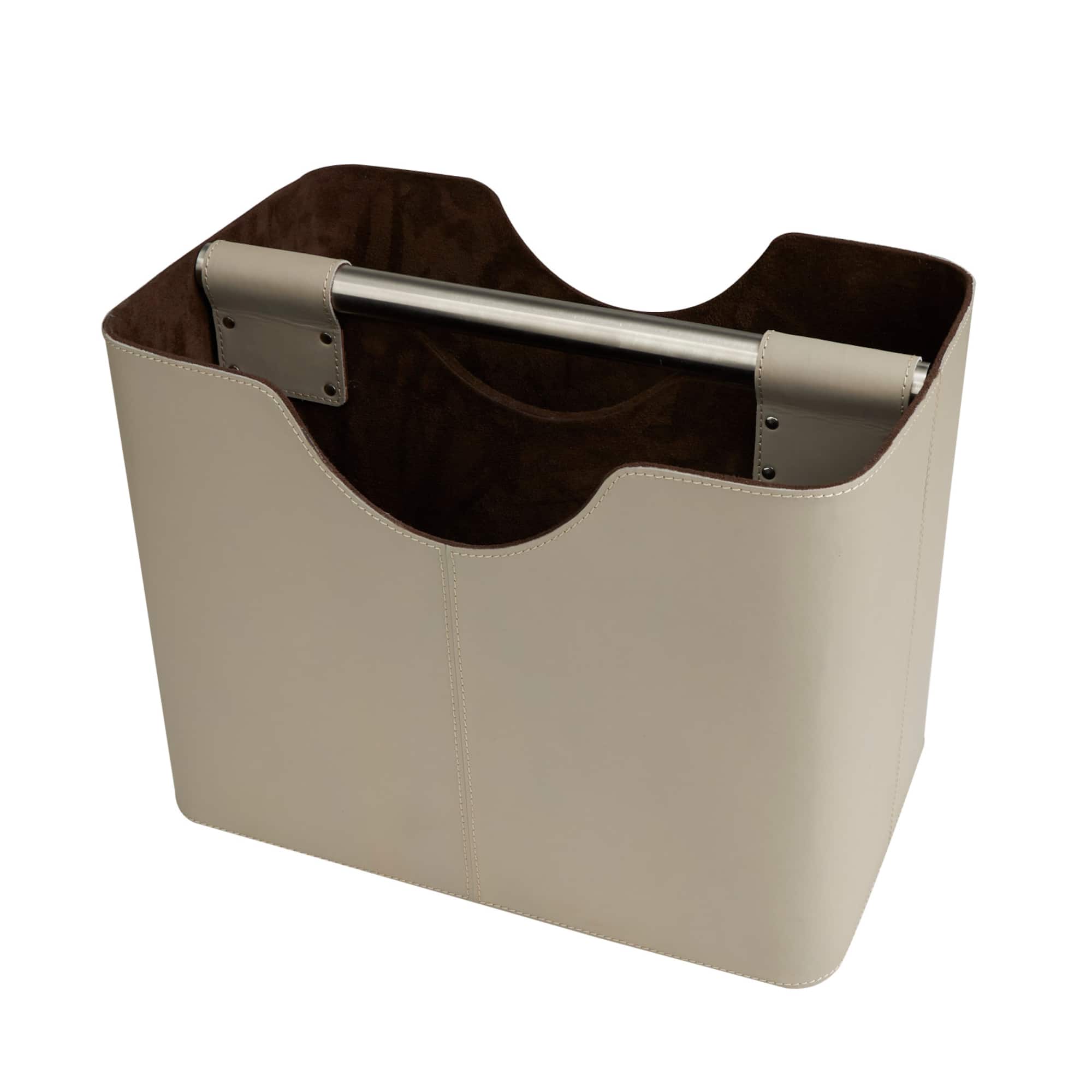 16" Light Gray Leather Magazine Holder